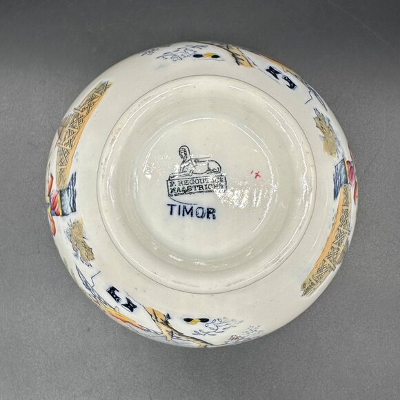 Vintage Bowl P Regout Co Maastright Timor Holland Asian Style Hand Painted - Picture 8 of 12